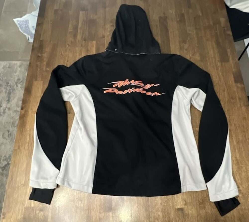 Harley-Davidson Riding Gear Women's Black and White Full Zip Hoodie Jacket XL
